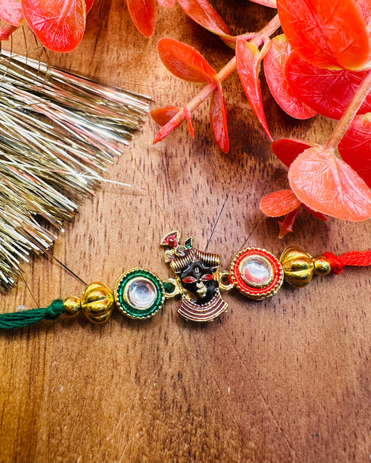 Shreenathji Rakhi with Kundan