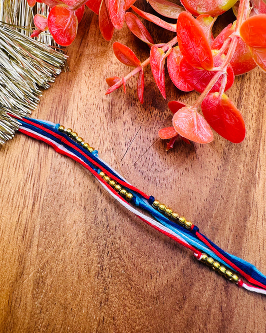 Minimal Colorful Thread Rakhi (Blue)